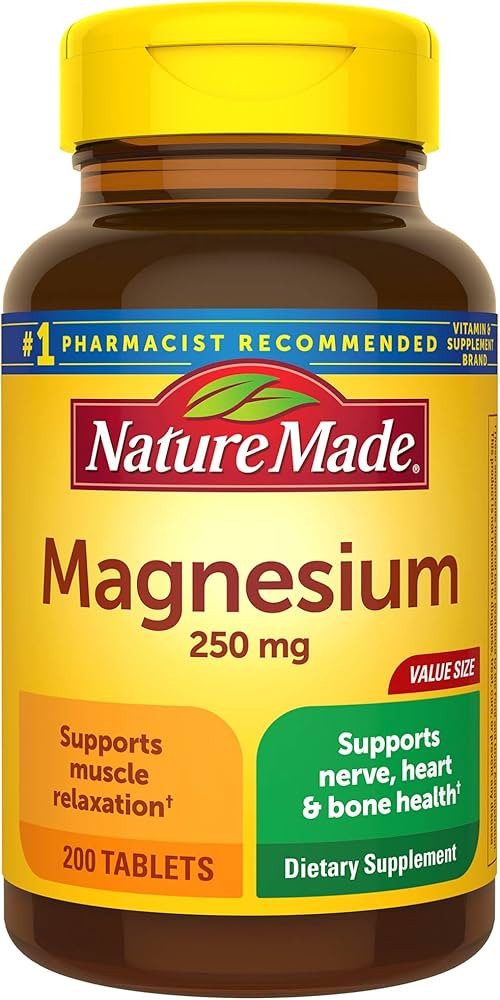 Nature Made Magnesium Oxide 250 mg, Dietary Supplement for Muscle, Heart, Bone and Nerve Health S... | Amazon (US)
