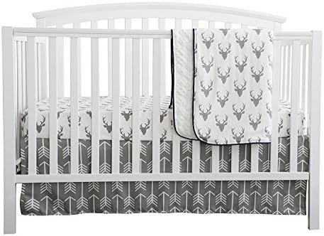 Baby Boy Crib Bedding White Grey Woodland Arrow Antlers Deer Head Minky Blanket Navy Crib Sheet D... | Amazon (US)