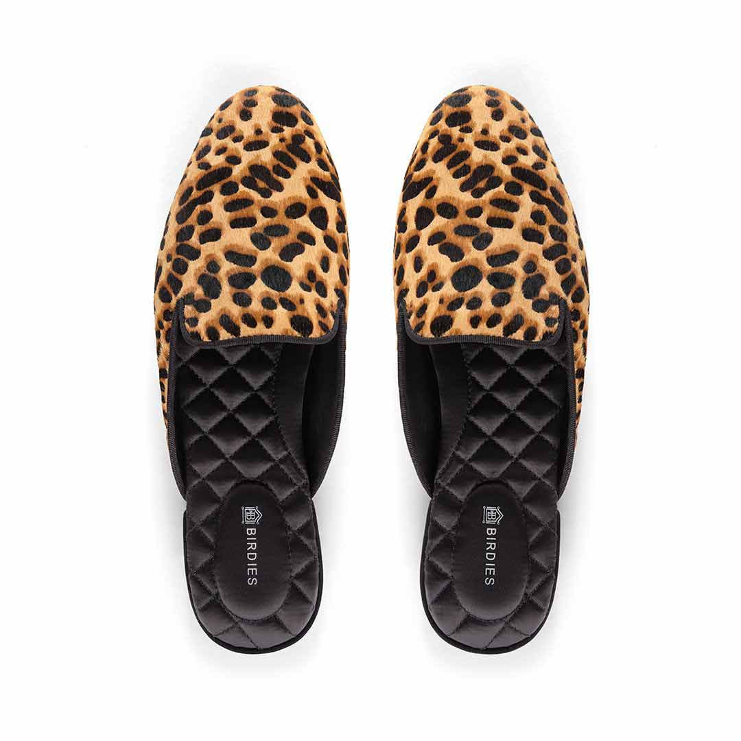 Birdies The Phoebe - Cheetah Print Slides, Size 12, Calf Hair | BIRDIES