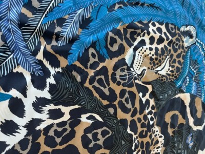 HERMES Silk Scarf Blue Jaguar Quetzal by Alice Shirley 90cm x 90cm | eBay US