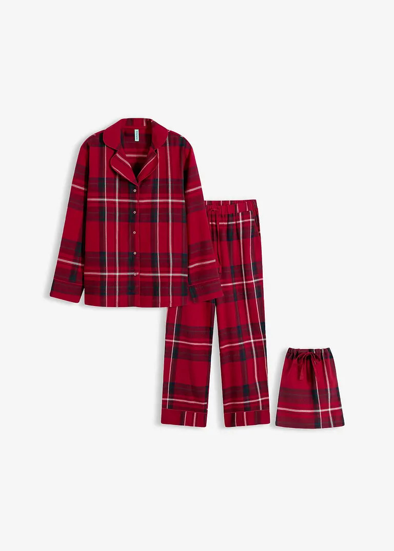 Flanell Pyjama aus weicher Baumwolle mit Geschenktasche | Bonprix DE