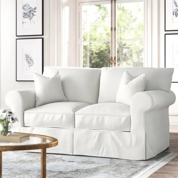 Amari 84" Rolled Arm Slipcovered Sleeper Sofa with Reversible Cushions | Wayfair North America