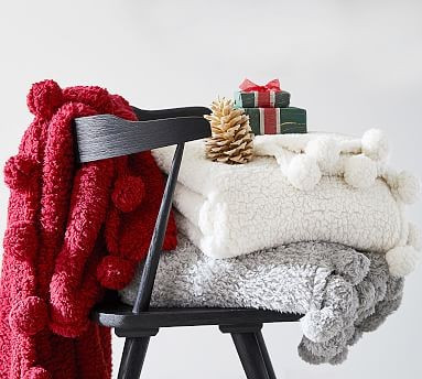 Cozy Pom Pom Sherpa Throws | Pottery Barn (US)