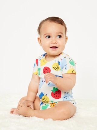 Unisex Printed Ribbed Short-Sleeve Bodysuit for Baby | Old Navy (US)