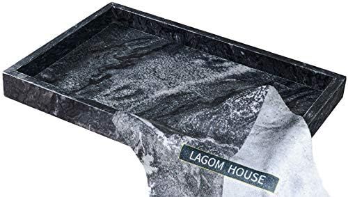 LAGOM HOUSE Marble Tray, Natural Black Marble Vanity Kitchen Bathroom Tray | Black Marble Tray St... | Amazon (US)