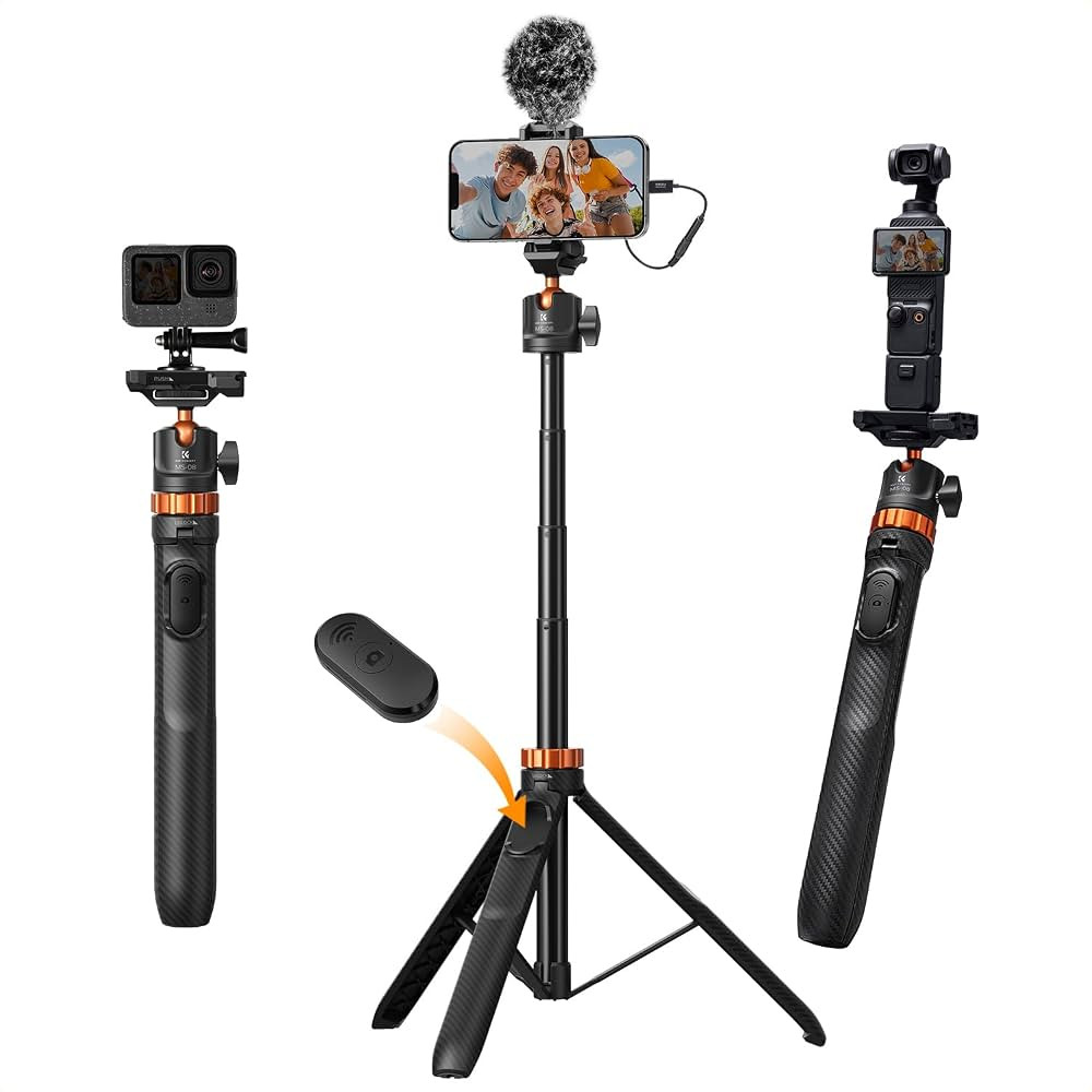 Selfie Stick,K&F CONCEPT MS08 Selfie Stick,158CM Handy Stativ,Stativ für Smartphone Kompatibel m... | Amazon (DE)