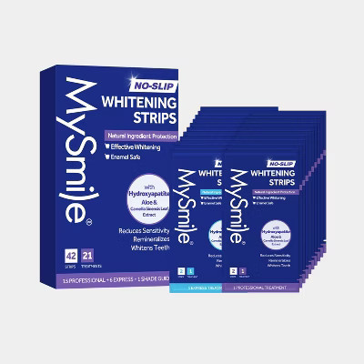 MySmile Teeth Whitening Strips, Hydroxyapatite-Infuse Strips, Non-Sensitive Teeth Whitening with Natural Ingredients, Enamel-Safe, Non-Slip (21 Sets) | Target