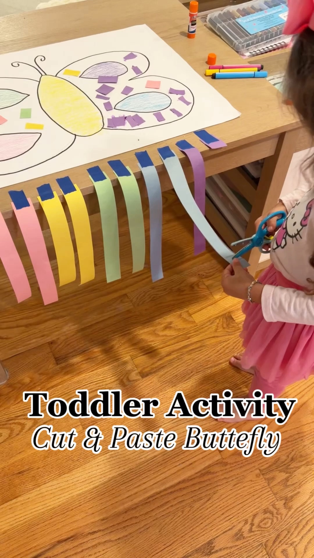 Butterfly Cut & Create 
Comment LINK for a dm with everything I used for this activity 🦋✂️

Such a simple activity, but so many skills packed in 💛

• builds scissor control ✂️
• practices using a glue stick
• strengthens little hands 💪
• encourages creativity 🎨
• keeps toddlers engaged (win 🙌)

Easy, low-prep, and so fun to watch them create something all on their own 🥹

Save this for your next fine motor activity! 💕

#LTKmomlife #LTKU #LTKKids