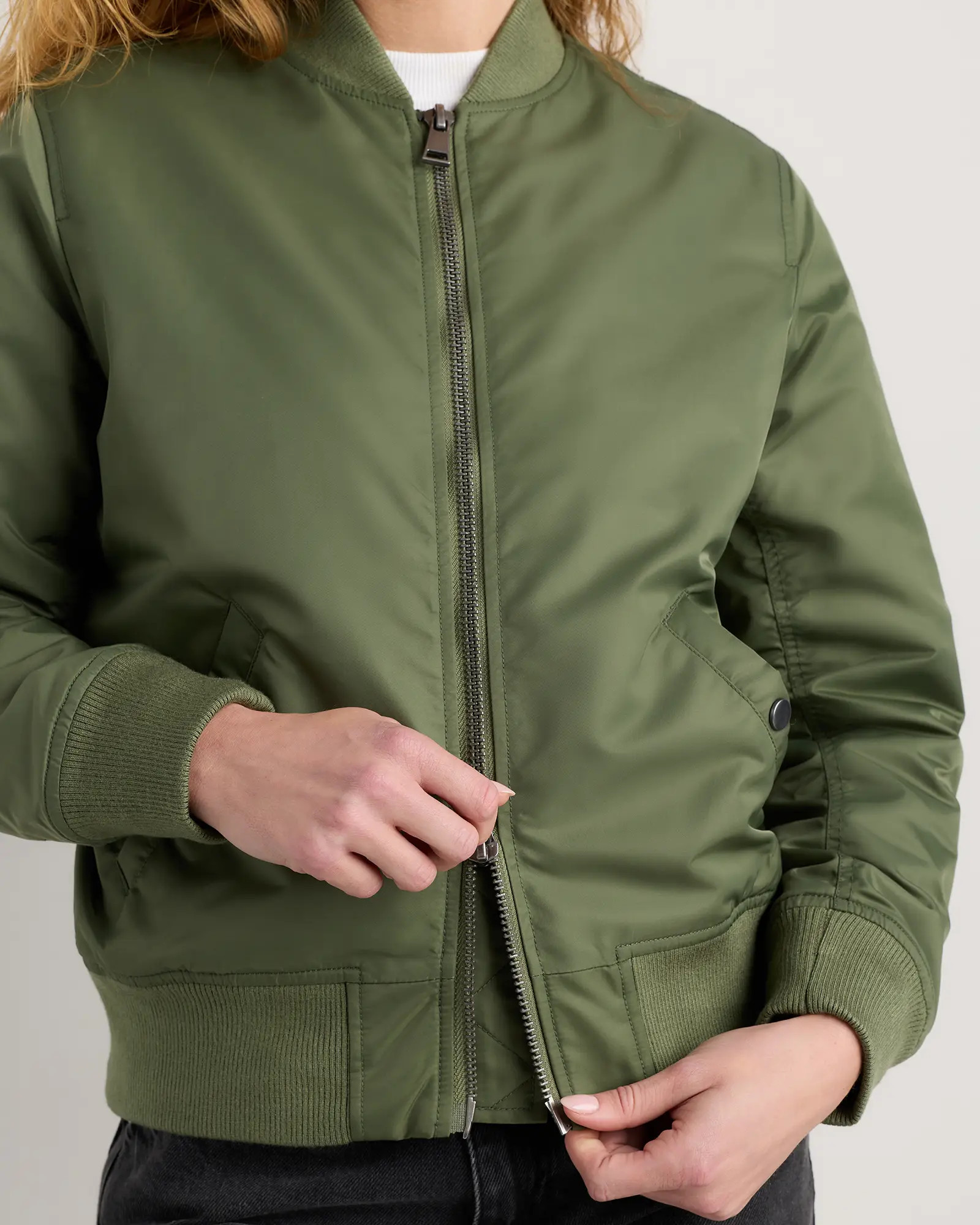 Women's Flight Nylon Bomber Jacket in Classic Sage Green | Quince