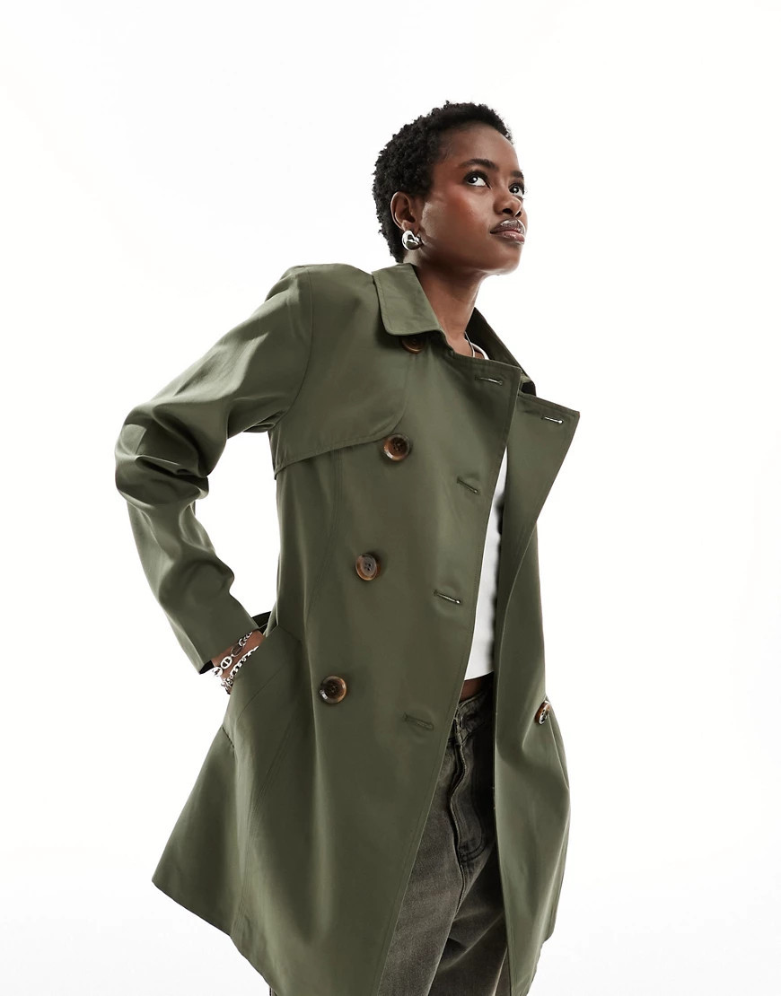 ONLY trench coat in khaki-Green | ASOS (Global)