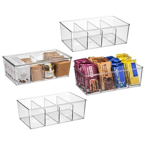ClearSpace Pantry Organization and Storage Bins with Removable Dividers & Lids – Perfect Pantry Organizers or Kitchen Organization – Refrigerator Organizer Bins, Cabinet Organizers, 4 Pack | Amazon (US)