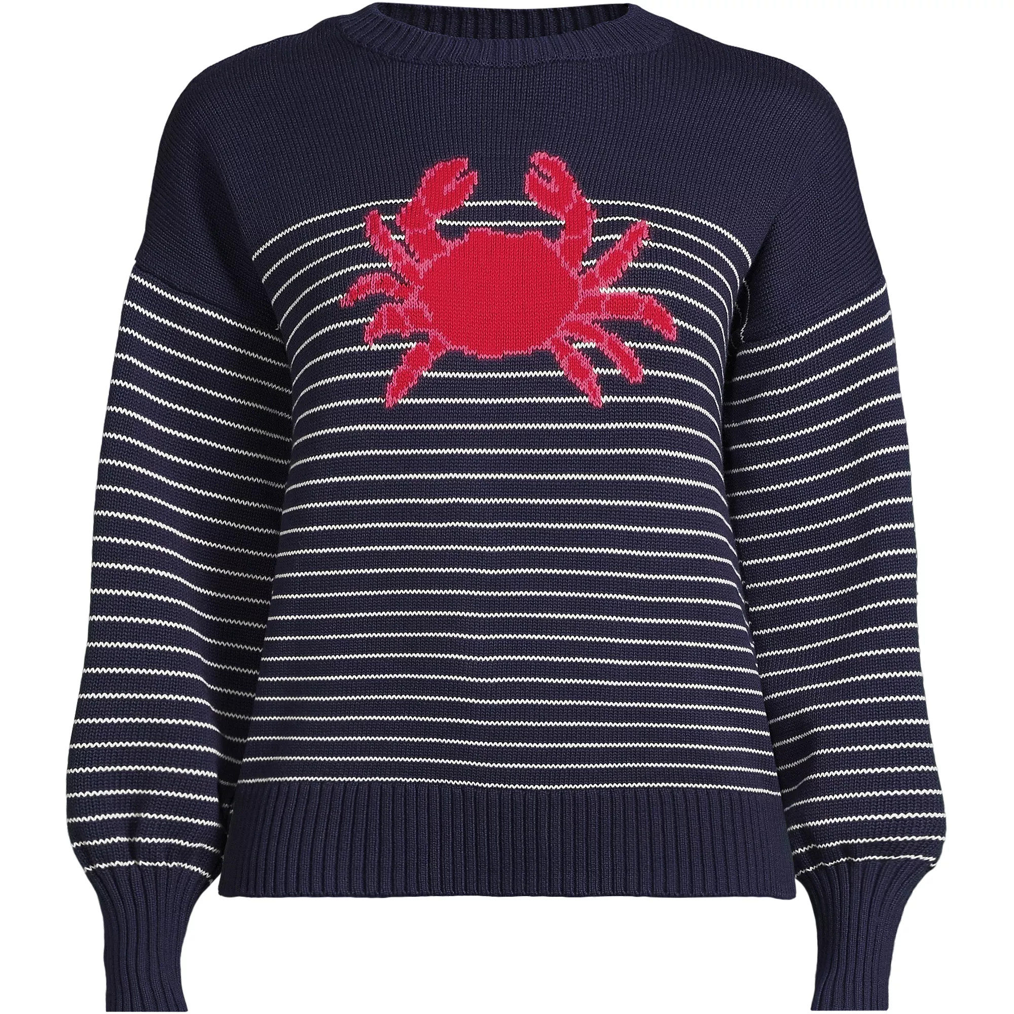 Women's Cotton Drifter Novelty Jacquard Crew Neck Sweater | Lands' End (US)