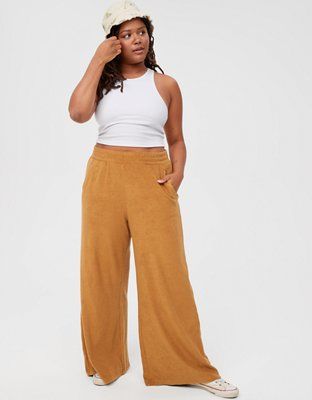 OFFLINE By Aerie Summer Lights Terry Wide Leg Pant | American Eagle Outfitters (US & CA)