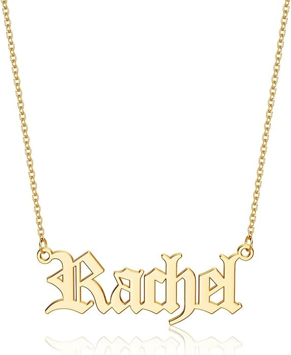 Hidepoo Custom Name Necklace Personalized, 14K Gold Plated Old English Customized Nameplate Neckl... | Amazon (US)