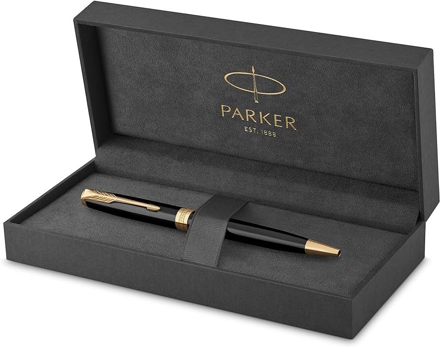 Parker Sonnet Ballpoint Pen, Black Lacquer with Gold Trim, Medium Point Black Ink, Gift Box | Amazon (US)