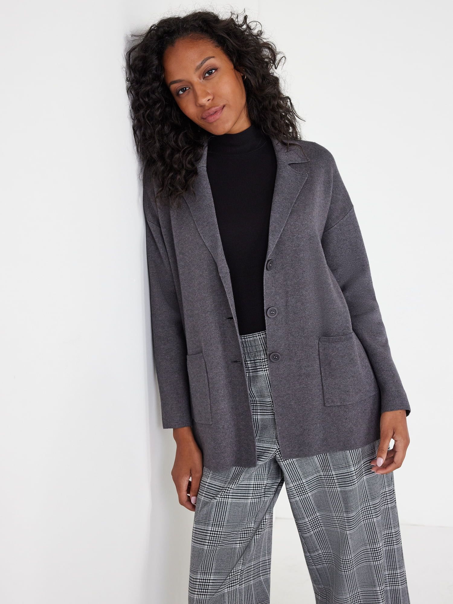 Time and Tru Women's Midweight Sweater Blazer | Walmart (US)