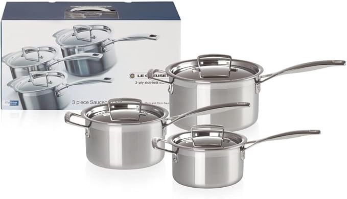 Le Creuset 3-Ply Stainless Steel Saucepan with Lid, 20 x 12.2 cm, 3 Piece, 96209000001000 | Amazon (UK)