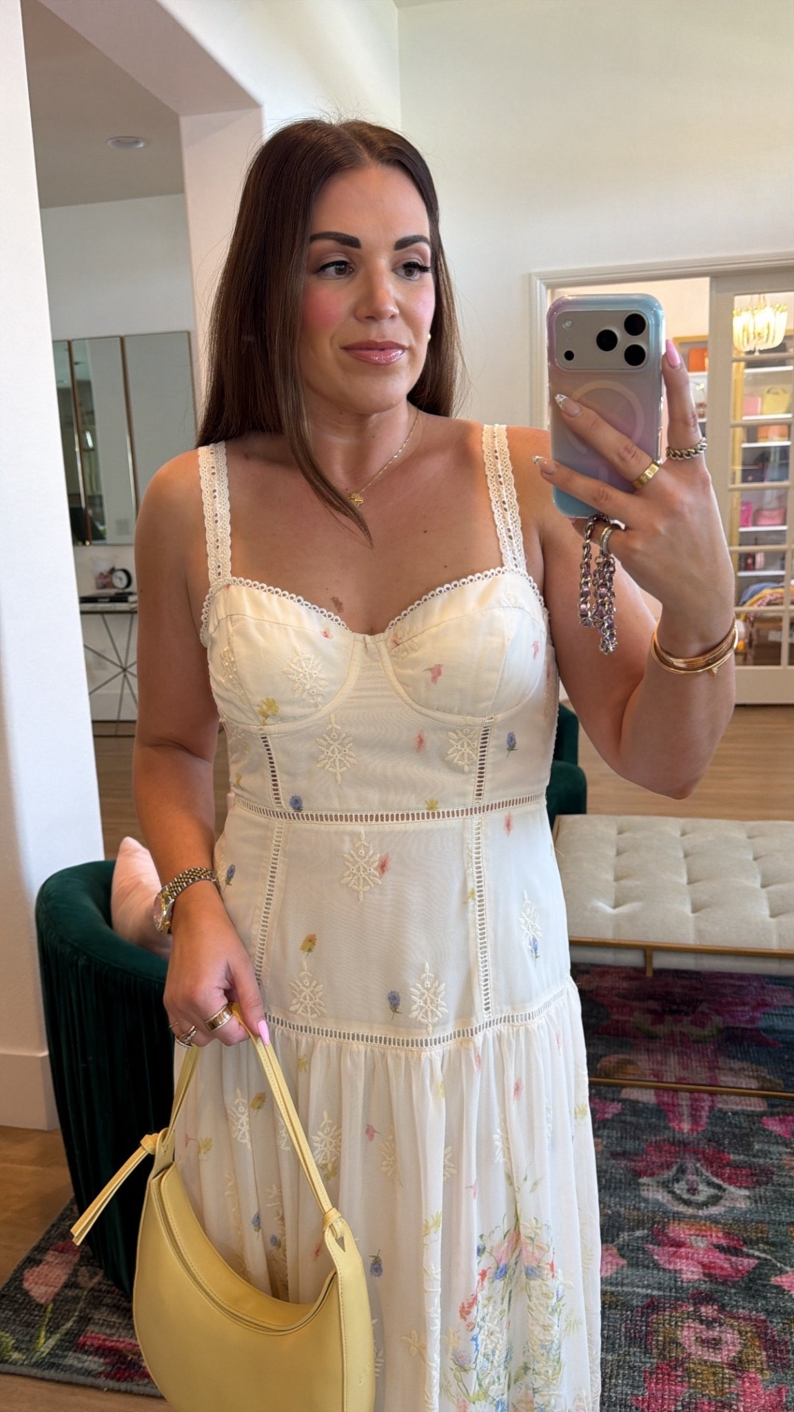 cirvy midsize floral spring midi dress for easter! in the size large and back has stretch. love the embroidered flowers! 

#LTKSeasonal #LTKMidsize