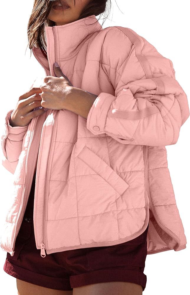 APAFES Womens Oversized Quilted Jacket Lightweight Insulated Puffer Jackets Outerwear with Pocket... | Amazon (US)