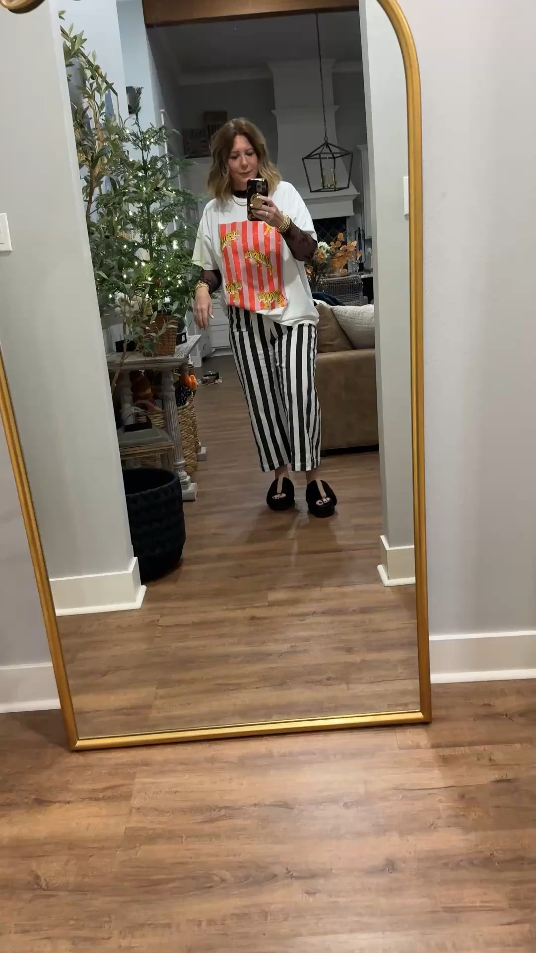 Stripes everywhere! Love these pants they are so comfy and can be dressed up or down 
Unable to link tshirt 

#LTKMidsize #LTKmomlife #LTKOver40
