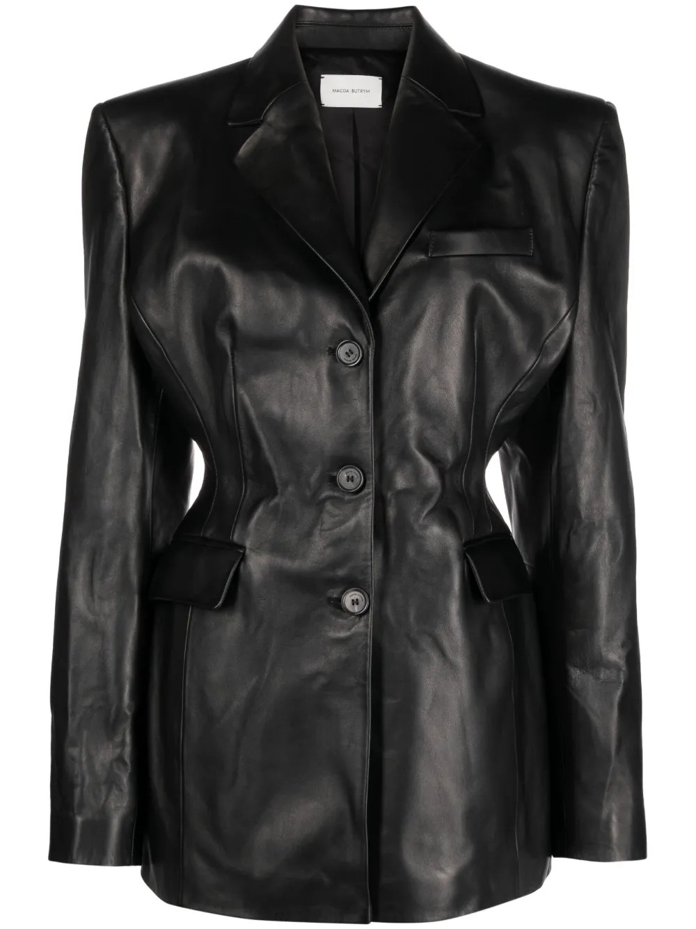 Magda Butrym single-breasted Leather Jacket | Black | FARFETCH ES | Farfetch Global