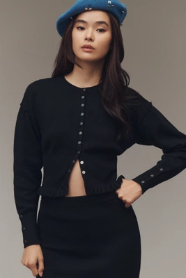 Pilcro Crew-Neck Fitted-Waist Cardigan Sweater | Anthropologie (US)