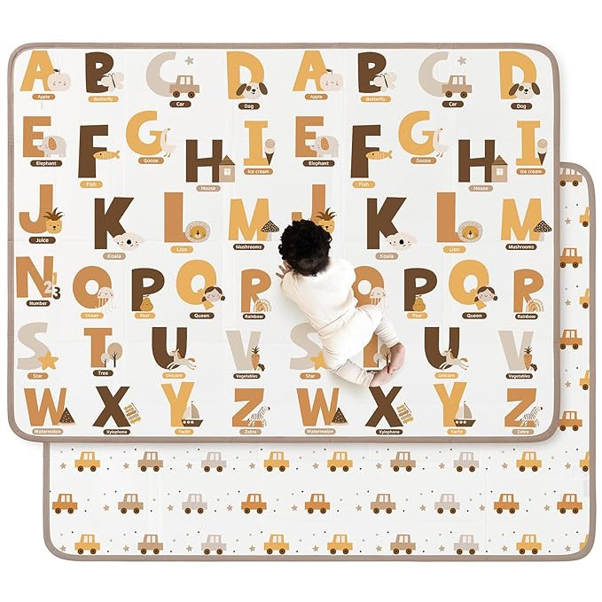 Foldable Baby Play Mat, 65" X 51" Waterproof Double-Sided Cushioned Activity Play Mat, Soft Light... | Amazon (US)