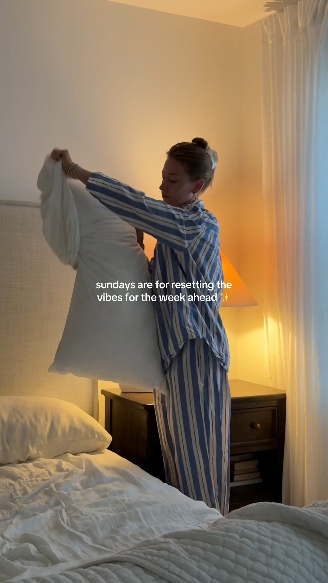 8/25/25 Sunday reset mode activated ✨ Linking our bedding setup, my striped pajamas from Old Navy, and my Omnilux LED red light mask I love for winding down. Also adding our living room details + the vacuum that makes cleaning days so much easier 🤍

#LTKHome