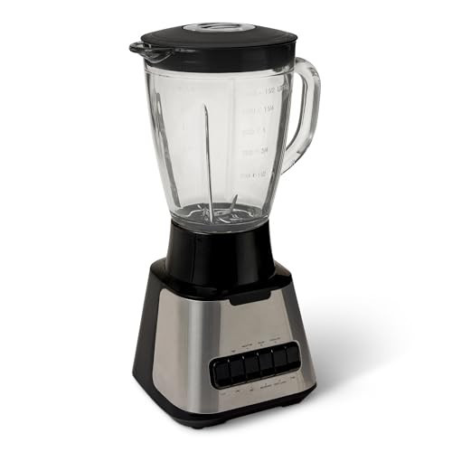 Amazon Basics 6-Cup (50 Fl. Oz) Countertop Blender, with 6 Pre-Programmed Functions, Pulse, Ice Crush, Stainless Steel Blades, Glass Jar, Up to 700W, Black & Silver | Amazon (US)