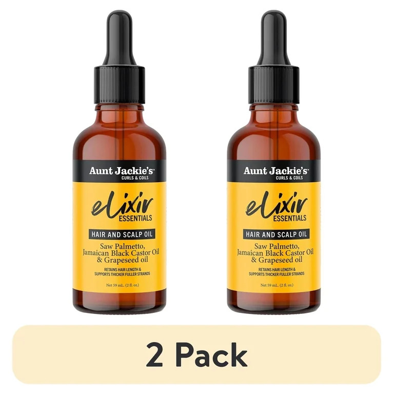 (2 pack) Aunt Jackie's Curls & Coils Elixir Essentials Saw Palmetto and Jamaican Black Castor Oil... | Walmart (US)