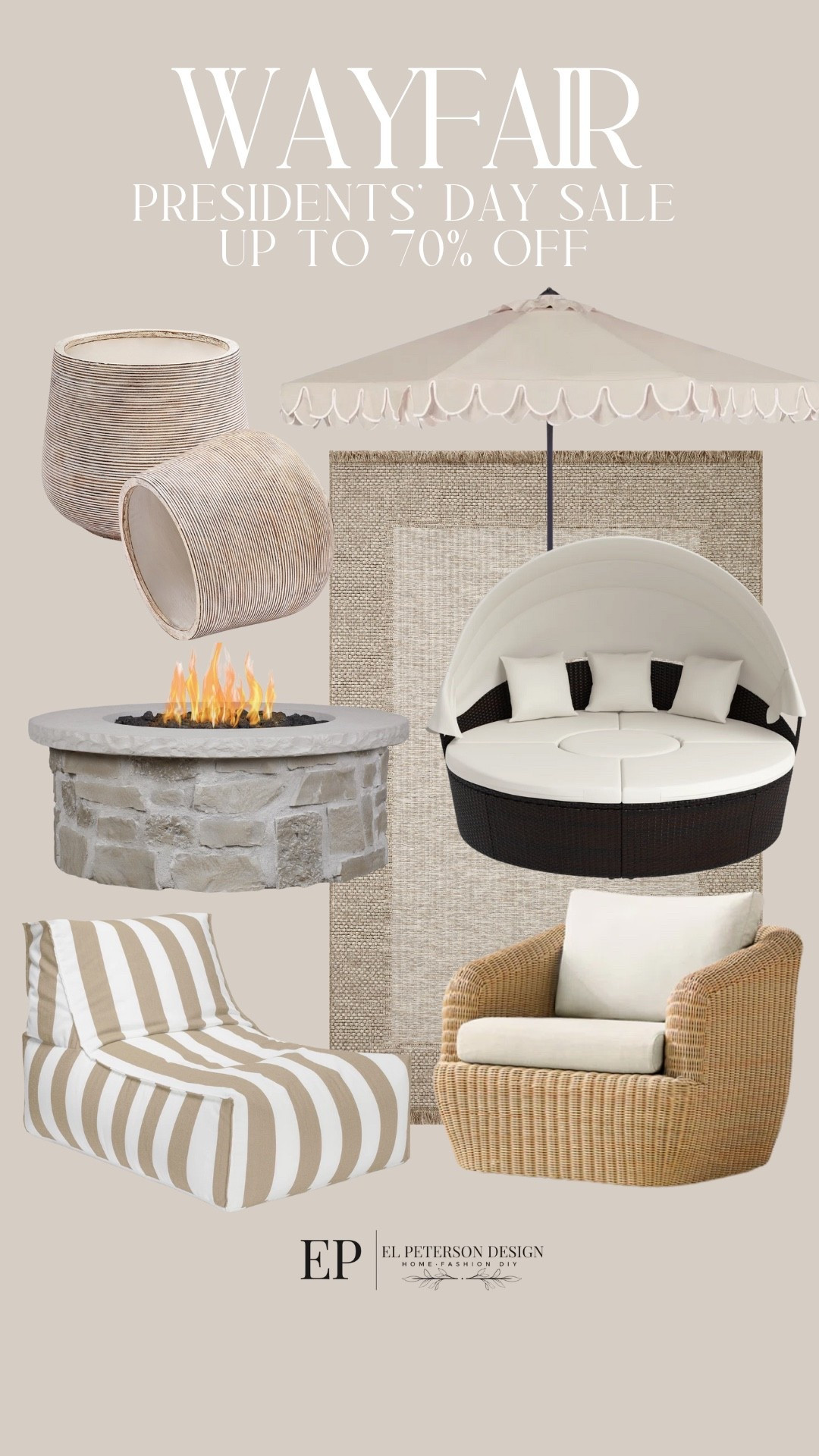 Wayfair 
Presidents Day Sale
Planter
Fire pit 
Rug
Conversational set
Outdoor lounge set 

#LTKSaleAlert #LTKHome