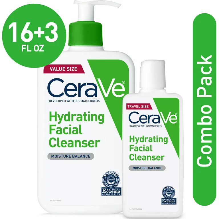 CeraVe Hydrating Face Wash, Facial Cleanser for Normal to Dry Skin, Value Pack, 16 oz Pump & 3 oz... | Walmart (US)