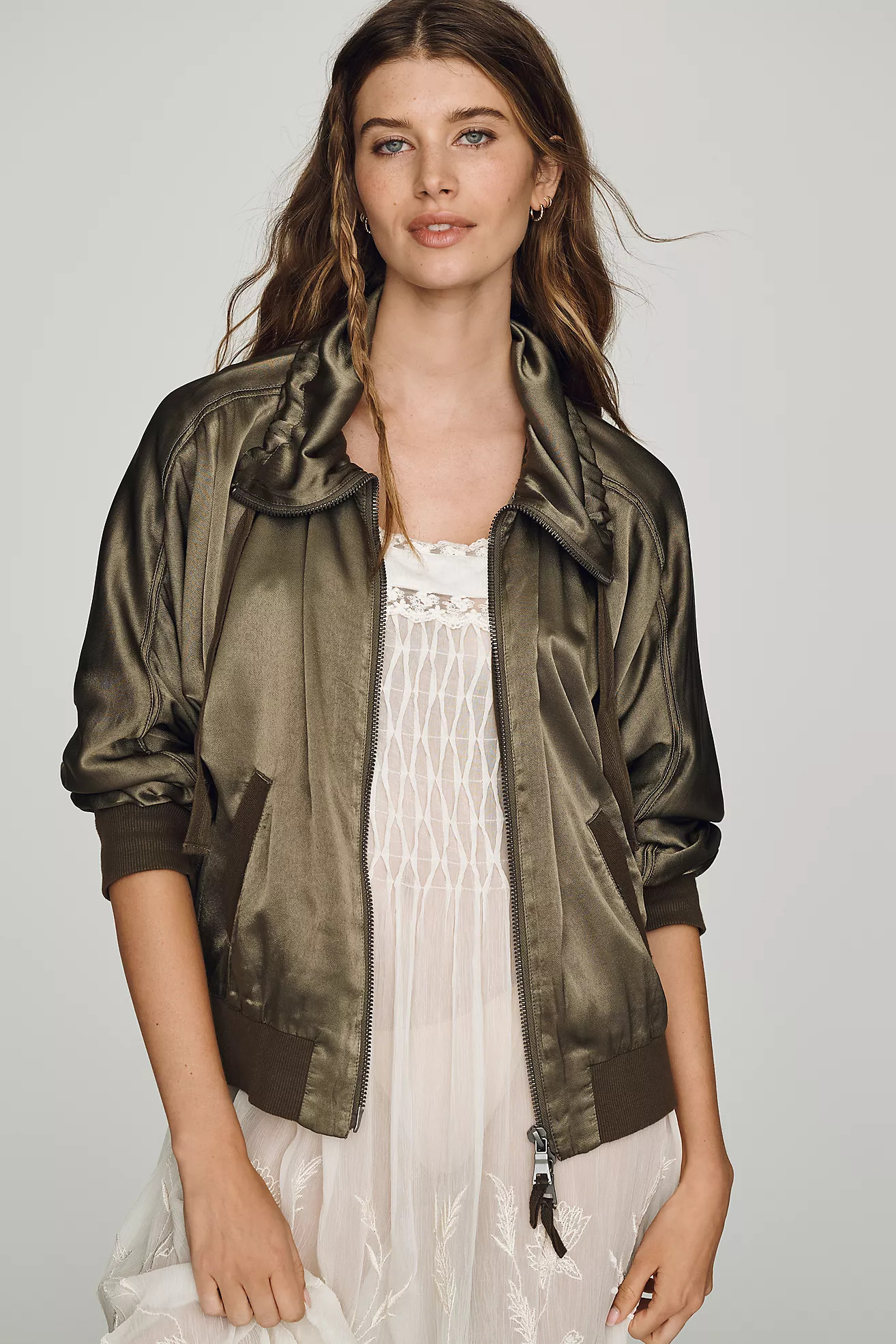 Marrakech Emilia Satin Bomber Jacket | Anthropologie (US)