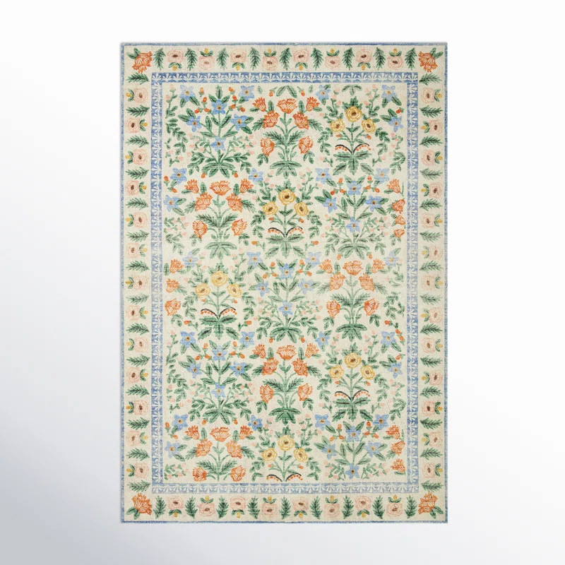 Rifle Paper Co. x Loloi Eden Mughal Garden Cream Rug feat CloudPile | Wayfair North America