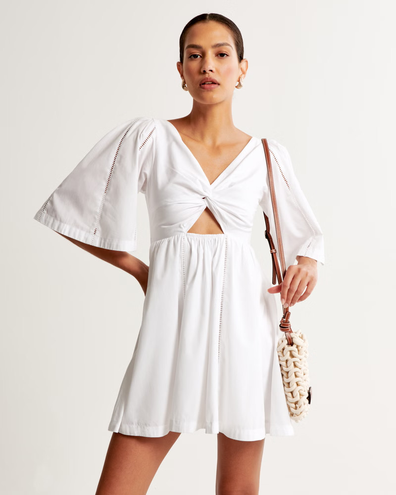 Twist-Front Poplin Mini Dress | Abercrombie & Fitch (US)