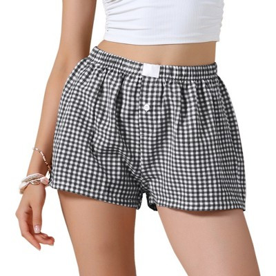 INSPIRE CHIC Women's Summer Gingham Buttons Comfy Beach Casual Shorts | Target