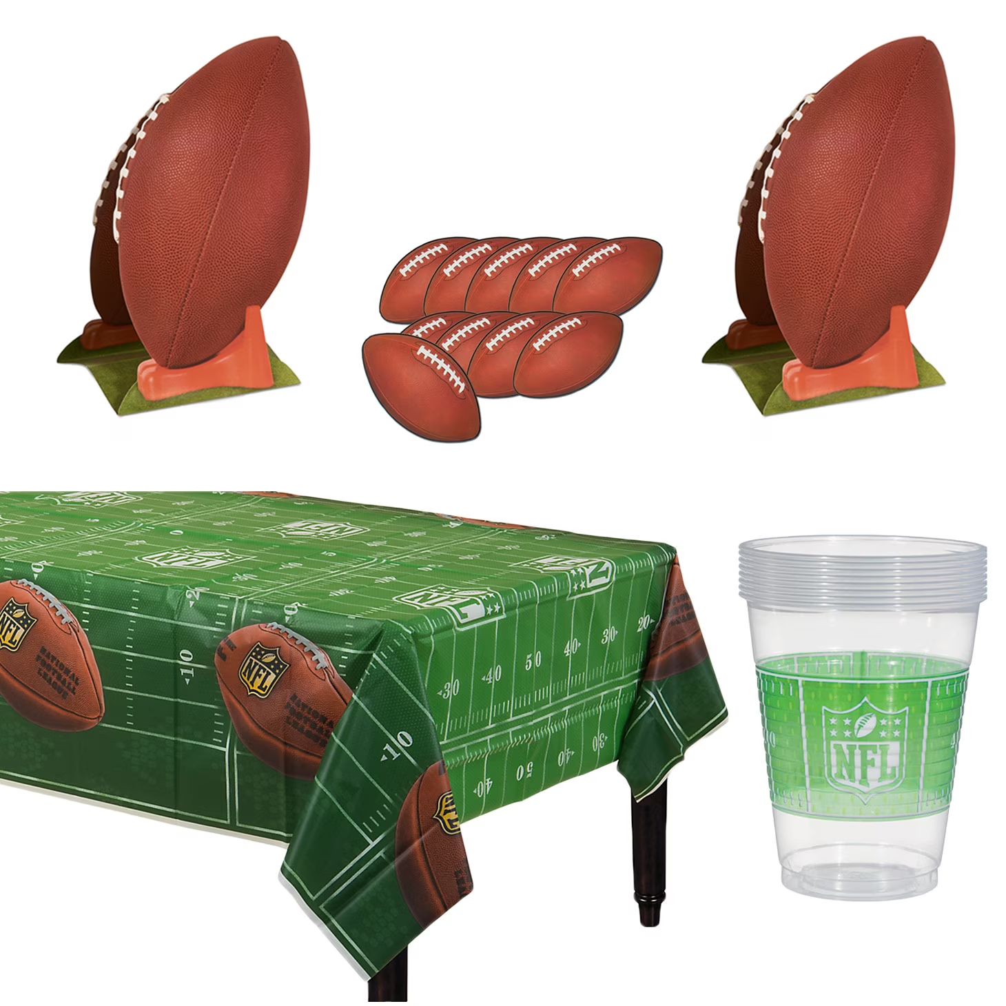 Football Party Cups, Centerpieces, Cutouts & Table Decoration Pack, 21pc | Walmart (US)