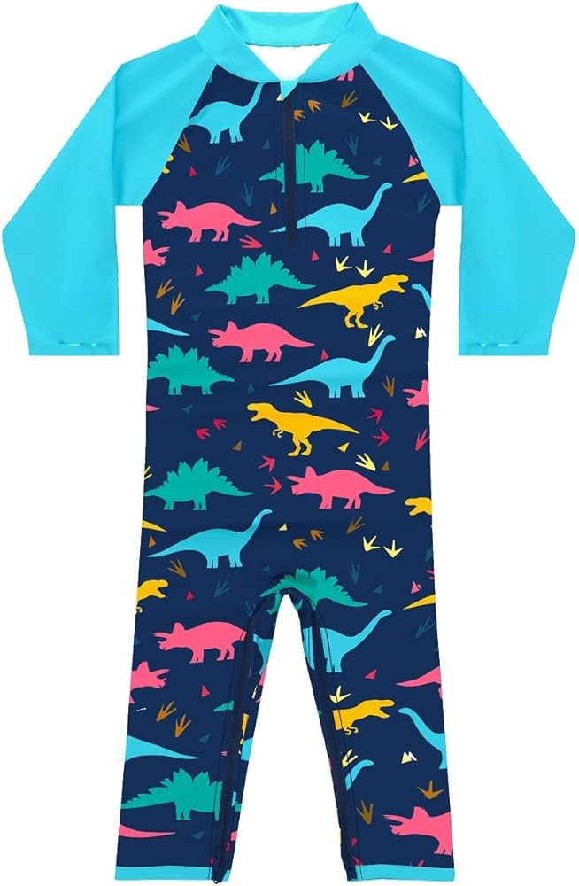 weVSwe Baby Toddler UPF 50+ Sun Protection Rash Guard Long Sleeve Swimsuit with Crotch Zipper | Amazon (US)