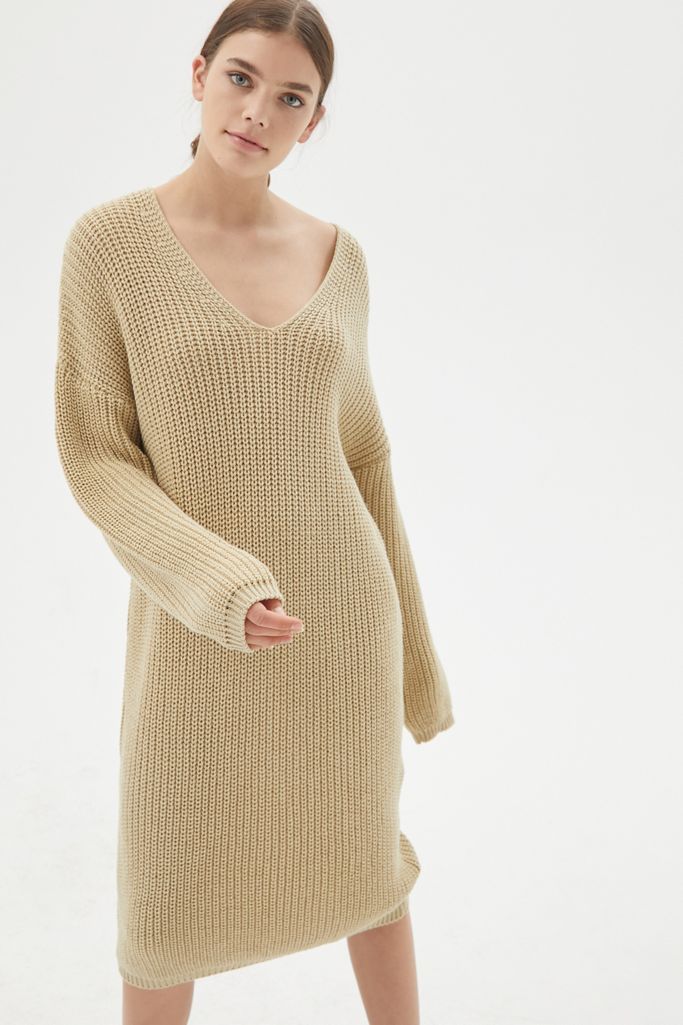 Glamorous V-Neck Midi Sweater Dress | Urban Outfitters (US and RoW)