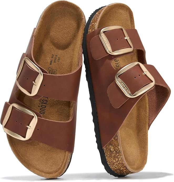 Project Cloud 100% Genuine Leather Flat Sandals for Women 2026 Comfortable Beach Essentials Women... | Amazon (US)
