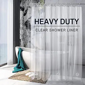 AmazerBath Heavy Duty Shower Curtain Liner 12 Gauge, 72 x 96 Inches Clear Shower Curtain Liner wi... | Amazon (US)