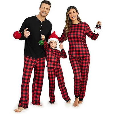 Ekouaer Family Christmas Pajamas Matching Sets Womens Mens Pjs Long Sleeve Sleepwear Holiday Lounge Sets Plaid 140 | Target