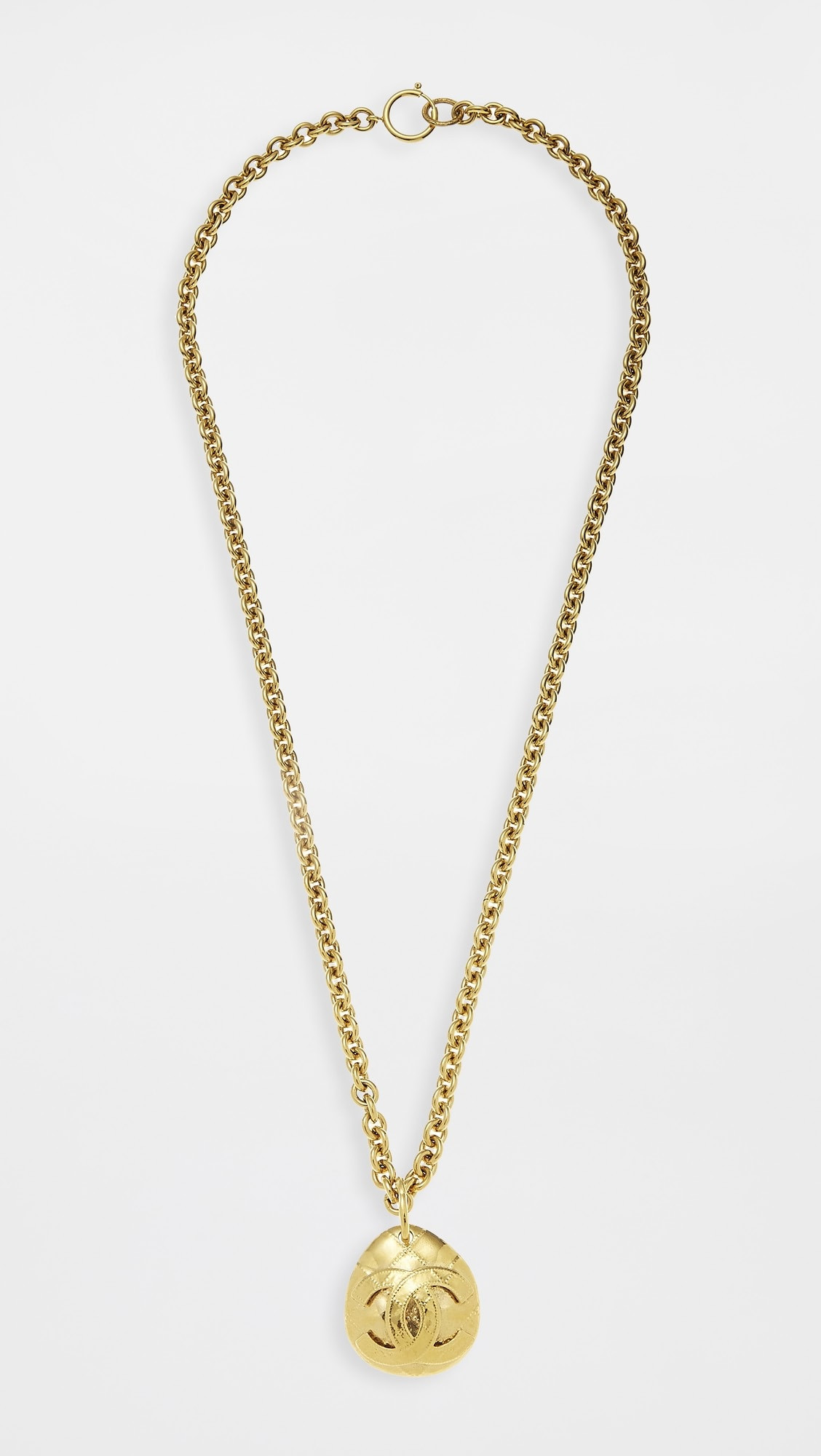 Chanel Gold Gold Quilted Oval Necklace | Shopbop