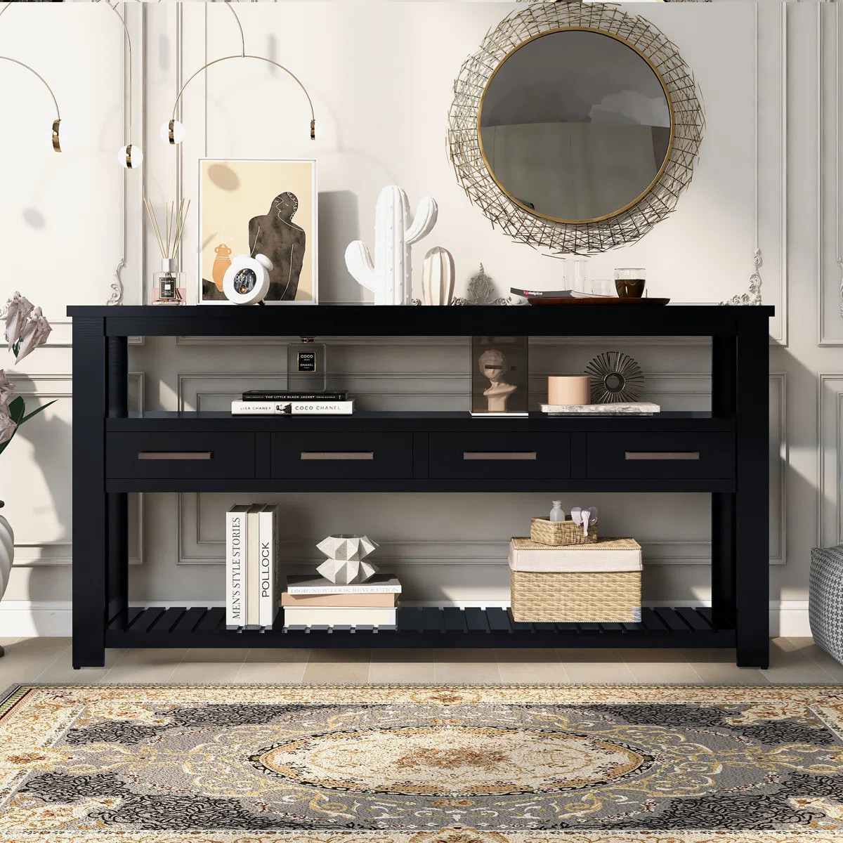 Wildon Home® Eileen 62.2'' Modern Console Table, hallway table, sofa table with 4 Drawers and 2 ... | Wayfair North America