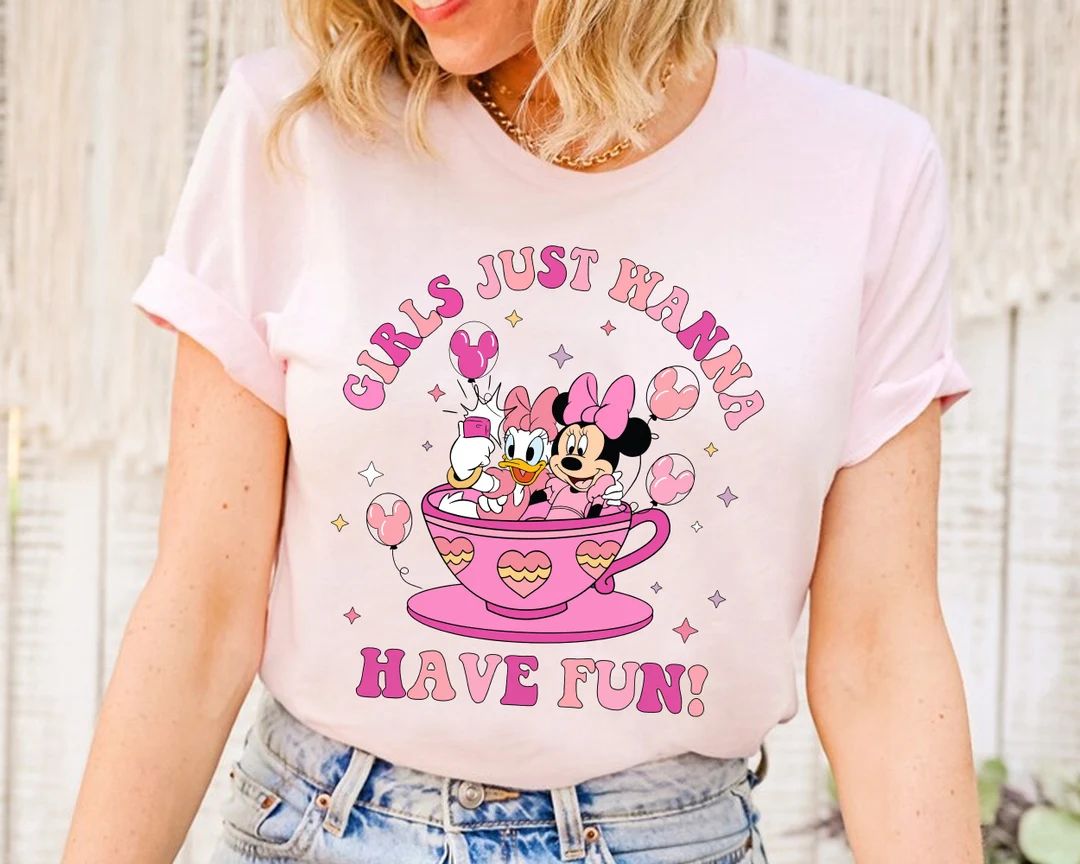 Disney Minnie Daisy Mickey Balloon Valentine Cup Shirt, Girls Just Wanna Have Fun, Disney Besties... | Etsy (US)