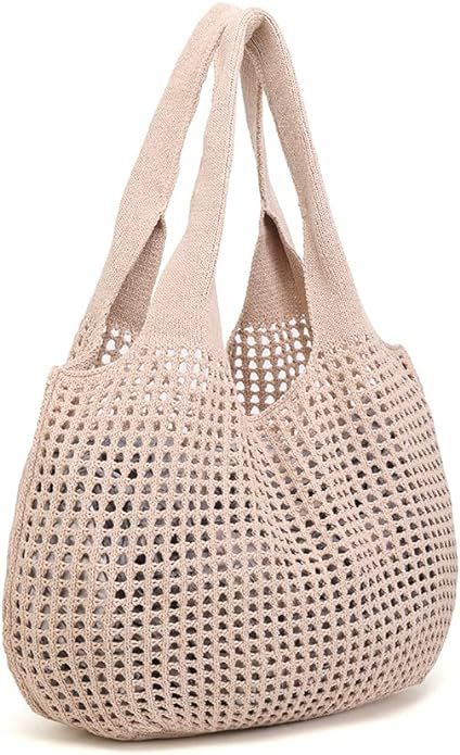 ENBEI Womens Beach Tote Bags Shoulder Handbags Large knit bag Tote bag aesthetic for school Croch... | Amazon (US)