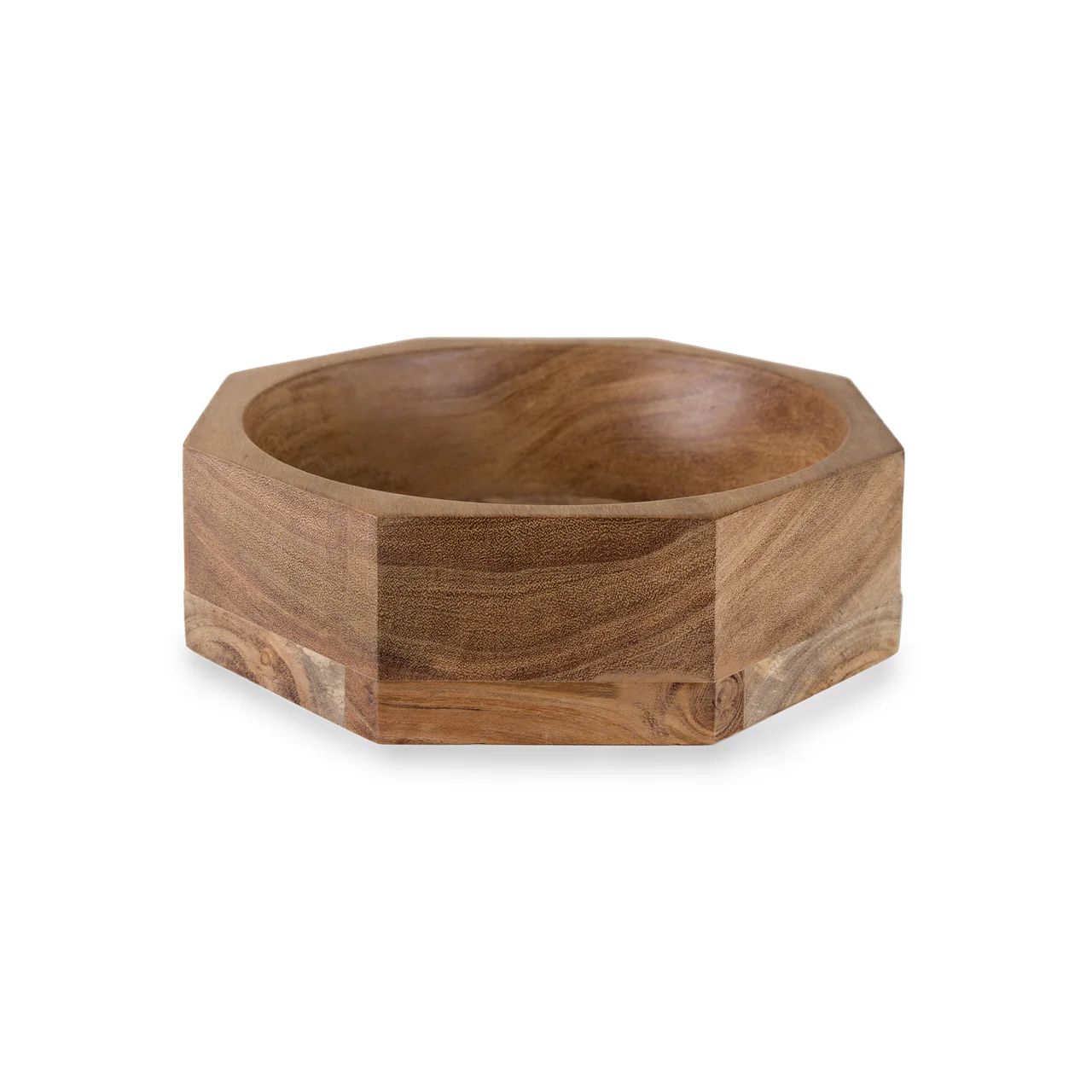 Acacia Wood Modernist Octagonal Bowl in Various Sizes | Burke Decor