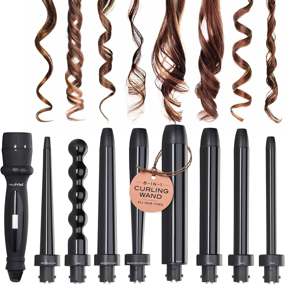 NuMe Octowand 8-in-1 Curling Wand Set, Interchangeable Tourmaline Ceramic Barrels 13mm - 32mm, He... | Amazon (US)