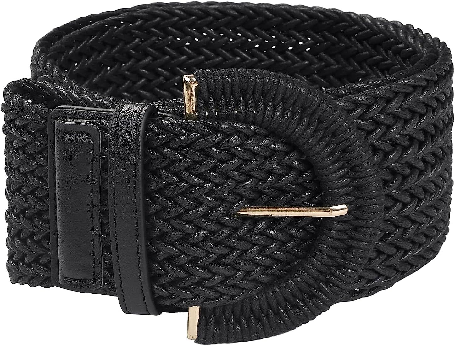 Allegra K Womens Wide Woven Waist Belts Braided Belts for Dress Chunky Buckle | Amazon (US)