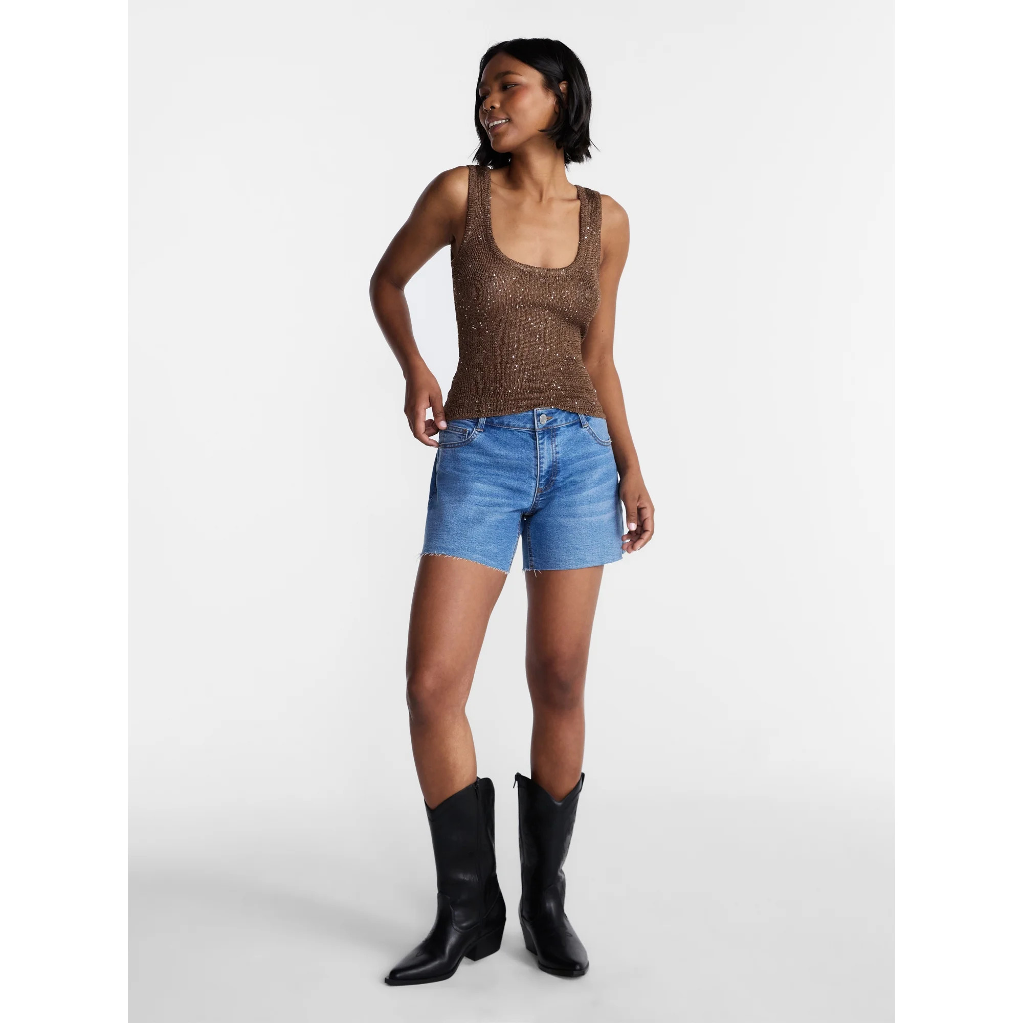 No Boundaries Sequin Sweater Tank Top, Women's and Women's Plus XXS-4X | Walmart (US)